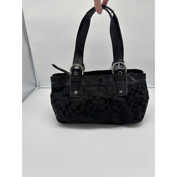 Authentic Y2K Coach F13742 Black Signature Soho Pleated Tote Purse Handbag - Picture 1 of 7